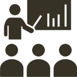 Classroom lecture with graph presentation